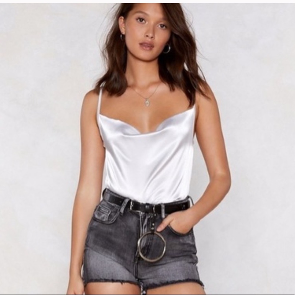 Nasty Gal white Sheen Tank Top Tunic